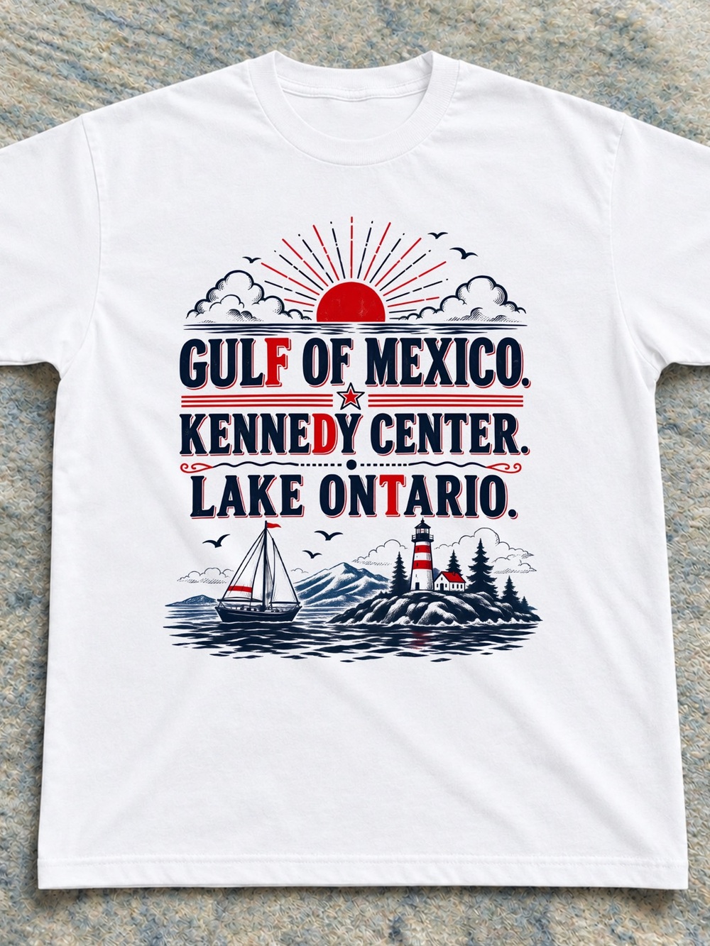 Gildan White Lake Ontario Shirt, Gulf Of Mexico Tee